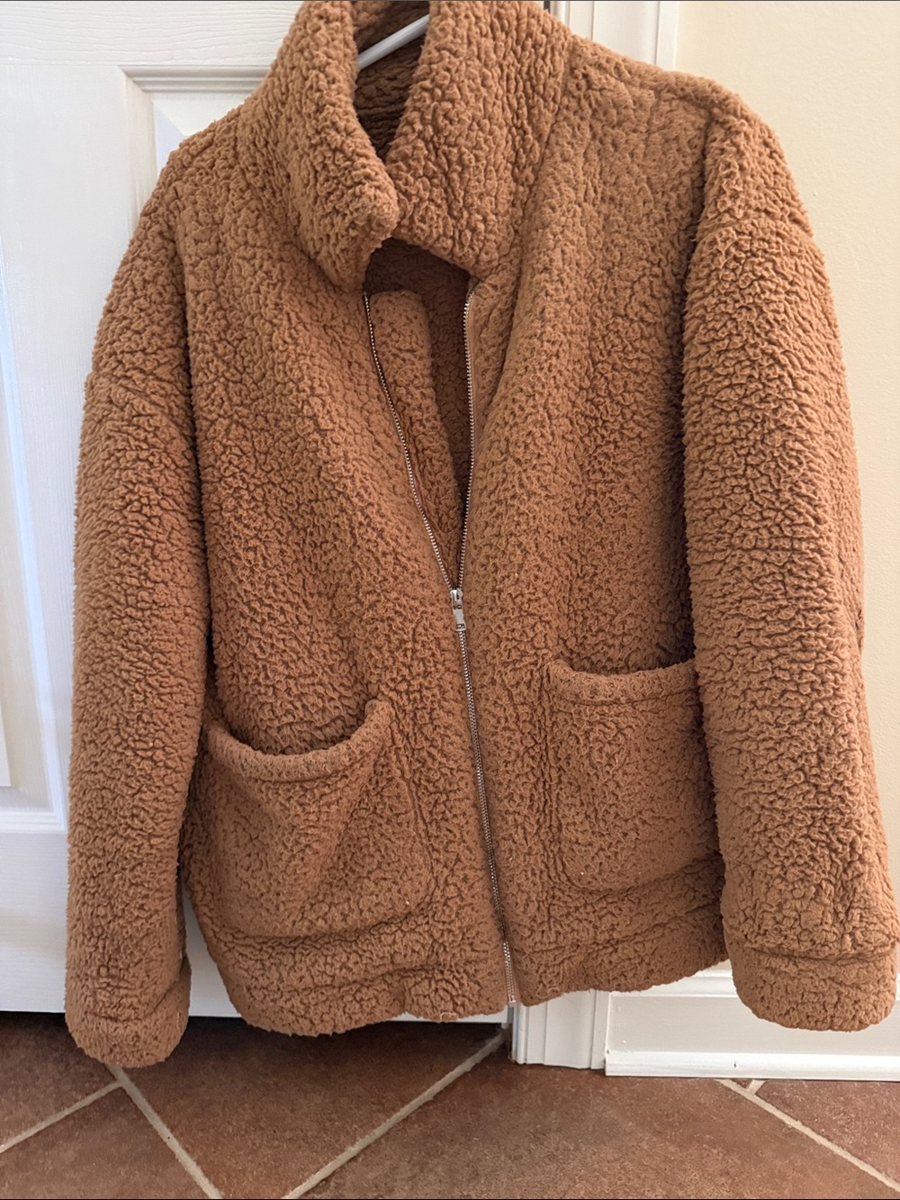 Cozy Teddy Zip-Up Jacket in Camel